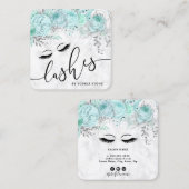 ミントモダンかわいらしフローラ白い大理石まぶし スクエア名刺 (正面/裏面)