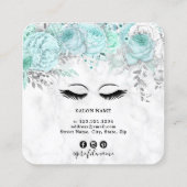 ミントモダンかわいらしフローラ白い大理石まぶし スクエア名刺 (裏面)