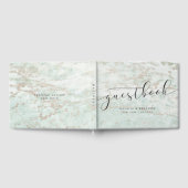 ミントモダンでバラ金ゴールドのビー結婚ブル ゲストブック (全面)