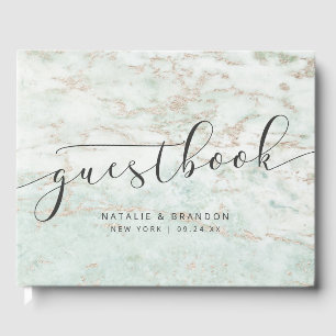 ミントモダンでバラ金ゴールドのビー結婚ブル ゲストブック