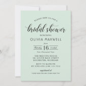 ミントモダンとブラックスクリプトブライダルシャワー 招待状 (正面)