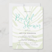 ミントモダンはっきりしたグリーントロピカルパームブライダルシャワー 招待状 (正面)