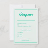 ミントモダンはっきりしたグリーンレトロ結婚ズ 出欠カード (正面)