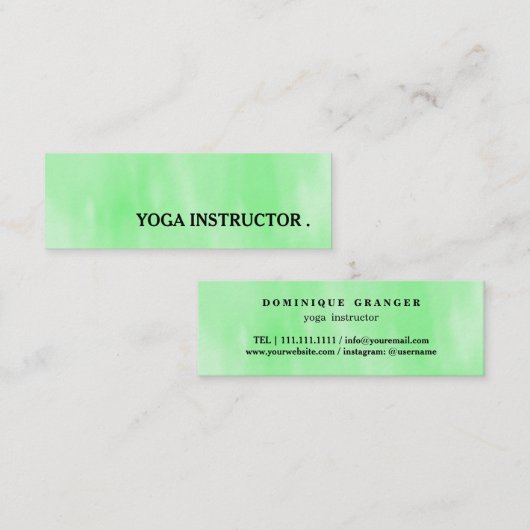 ミントモダンウォーターカラーヨガインストラクター先生 スキニー名刺 (正面/裏面)