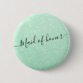 ミントモダンエレガントグリーングリッターメイド・オブ・オーナー（花嫁付き添い人） 缶バッジ