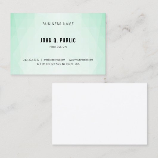 ミントモダンエレガントグリーンプロフェッショナルシンプル 名刺 (正面/裏面)