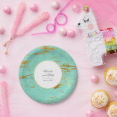 ミントモダンエレガントンと金フェイク箔の結婚製品 ペーパープレート (パーティー)