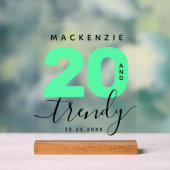 ミントモダンガーリーグリーン20とトレンディー誕生日 アクリルサイン (ニュートラル)