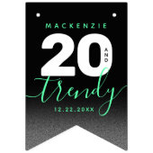 ミントモダンガーリーグリーン20とトレンディー誕生日 バンティングフラッグ (第1の旗)