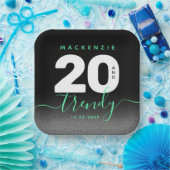 ミントモダンガーリーグリーン20とトレンディー ペーパープレート (パーティー)