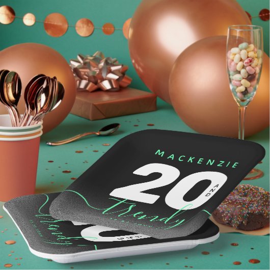 ミントモダンガーリーグリーン20とトレンディー ペーパープレート (複数)