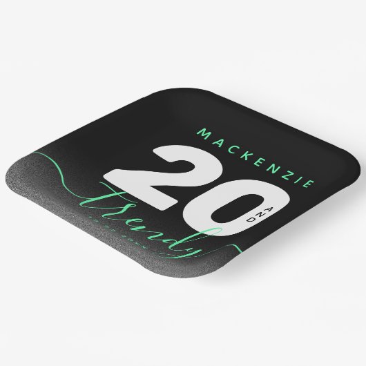 ミントモダンガーリーグリーン20とトレンディー ペーパープレート (傾斜あり)