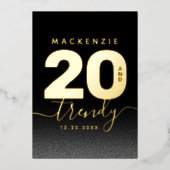 ミントモダンガーリーグリーン20とトレンディー 箔招待状 (正面)