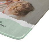 ミントモダンギフトのパーソナライズされた家族の写真&名前 カッティングボード (角)