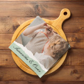 ミントモダンギフトのパーソナライズされた家族の写真&名前 キッチンタオル