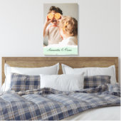 ミントモダンギフトのパーソナライズされた家族の写真&名前 キャンバスプリント (インサイチュ (寝室))