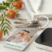 ミントモダンギフトのパーソナライズされた家族の写真&名前 キーホルダー (正面右)