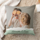 ミントモダンギフトのパーソナライズされた家族の写真&名前 クッション (ブランケット)