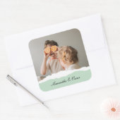 ミントモダンギフトのパーソナライズされた家族の写真&名前 スクエアシール (封筒)