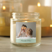 ミントモダンギフトのパーソナライズされた家族の写真&名前 スクエアシール