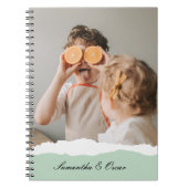 ミントモダンギフトのパーソナライズされた家族の写真&名前 ノートブック (正面)
