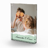 ミントモダンギフトのパーソナライズされた家族の写真&名前 フォトブロック (右)