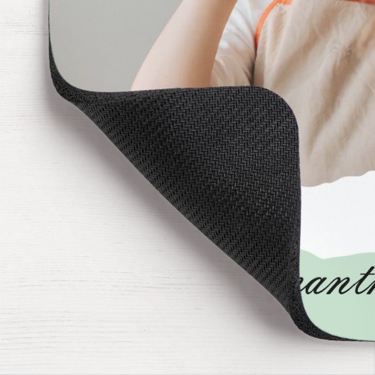 ミントモダンギフトのパーソナライズされた家族の写真&名前 マウスパッド (コーナー)