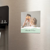 ミントモダンギフトのパーソナライズされた家族の写真&名前 マグネット