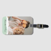 ミントモダンギフトのパーソナライズされた家族の写真&名前 ラゲッジタグ (正面横)