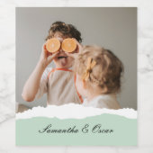 ミントモダンギフトのパーソナライズされた家族の写真&名前 ワインラベル (シングルラベル)