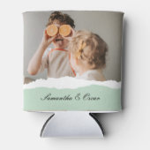 ミントモダンギフトのパーソナライズされた家族の写真&名前 缶クーラー (正面)