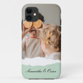 ミントモダンギフトのパーソナライズされた家族の写真&名前 Case-Mate iPhoneケース (裏面)