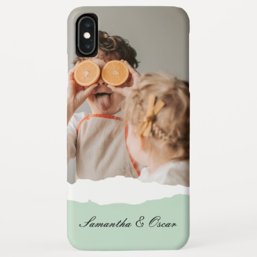 ミントモダンギフトのパーソナライズされた家族の写真&名前 Case-Mate iPhoneケース (裏面)