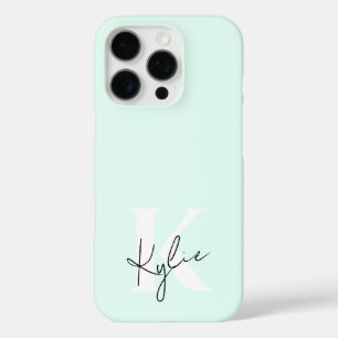 ミントモダンクリームモノグラパーソナライズされたム名 – iPhone 16 PROケース