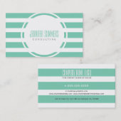 ミントモダングリーンとホワイトのストライプパターン 名刺 (正面/裏面)
