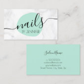 ミントモダングリーンと白の大理石爪、 ネイル 名刺 (正面/裏面)