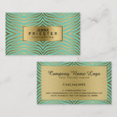 ミントモダングリーンと金ゴールド縞模様 名刺 (正面/裏面)