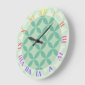 ミントモダングリーンの中世文様 ラージ壁時計 (傾斜)