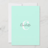 ミントモダングリーンエレファントSIP & SEEベビーガール 招待状 (裏面)