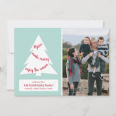 ミントモダングリーンクリスマスツリーとカスタム写真付き シーズンカード (正面)