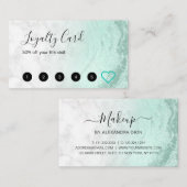 ミントモダングリーングリッター大理石メイクアップアーティスト ロイヤリティカード (正面/裏面)
