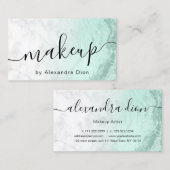 ミントモダングリーングリッター大理石メイクアップアーティスト 名刺 (正面/裏面)