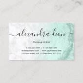 ミントモダングリーングリッター大理石メイクアップアーティスト 名刺 (裏面)