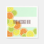 ミントモダングリーンシトラスフルーツスライス紙 スタンダードカクテルナプキン (正面)