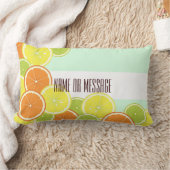 ミントモダングリーンシトラスフルーツスライス ランバークッション (ブランケット)