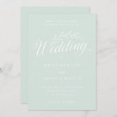 ミントモダングリーンバックヤードボタニカルリーフ結婚ズ 招待状 (正面/裏面)