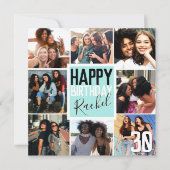 ミントモダングリーンフレンズ写真コラージュ誕生日 カード (正面)