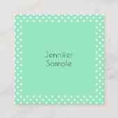 ミントモダングリーンホワイト点々のあるエレガントテンプレート スクエア名刺 (正面)
