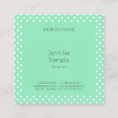 ミントモダングリーンホワイト点々のあるエレガントテンプレート スクエア名刺 (裏面)