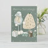 ミントモダングリーンメリークリスマス シーズンカード (スタンド正面)